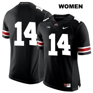 Women's NCAA Ohio State Buckeyes K.J. Hill #14 College Stitched No Name Authentic Nike White Number Black Football Jersey TO20T86HY